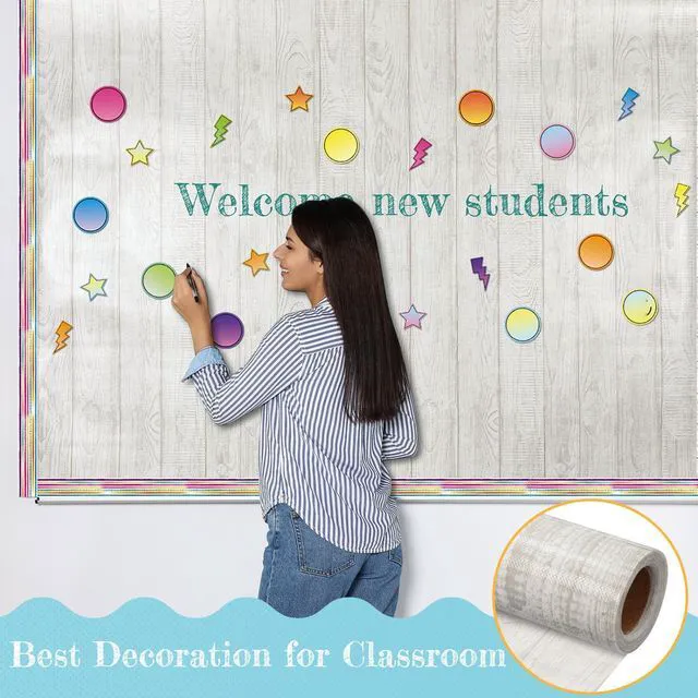 Alt view image 5 of 7 - 2 Rolls White Wood Fabric Paper Bulletin Board Roll 4 x 12 ft Non Woven Waterproof Fade Resistant, Extra Large for Display Boards, Back to School Classroom Decor, Painting Projects