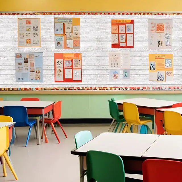 Alt view image 7 of 7 - 2 Rolls White Wood Fabric Paper Bulletin Board Roll 4 x 12 ft Non Woven Waterproof Fade Resistant, Extra Large for Display Boards, Back to School Classroom Decor, Painting Projects