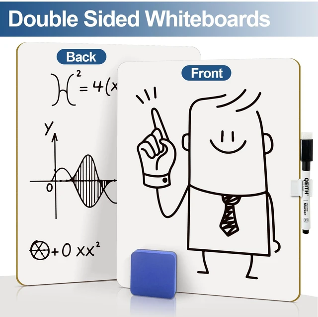 Alt view image 3 of 6 - Dry Erase Boards, 26 Pack 9"x12" Double Sided Portable Handheld Small Whiteboards, for Children, Students, Teachers and Schools, Including 26 Markers, 26 Erasers, 26 Pen Holders