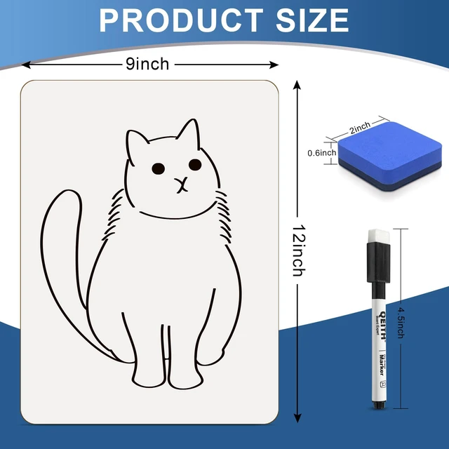 Alt view image 4 of 6 - Dry Erase Boards, 26 Pack 9"x12" Double Sided Portable Handheld Small Whiteboards, for Children, Students, Teachers and Schools, Including 26 Markers, 26 Erasers, 26 Pen Holders