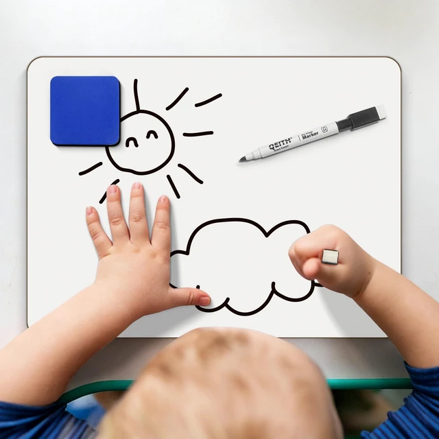 Alt view image 6 of 6 - Dry Erase Boards, 26 Pack 9"x12" Double Sided Portable Handheld Small Whiteboards, for Children, Students, Teachers and Schools, Including 26 Markers, 26 Erasers, 26 Pen Holders