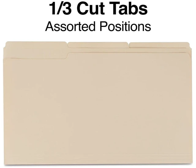 Alt view image 2 of 5 - File Folders, Legal Size, 1/3-Cut Tabs, Manila, 200/Carton Durable paper stock for everyday legal-size document organization