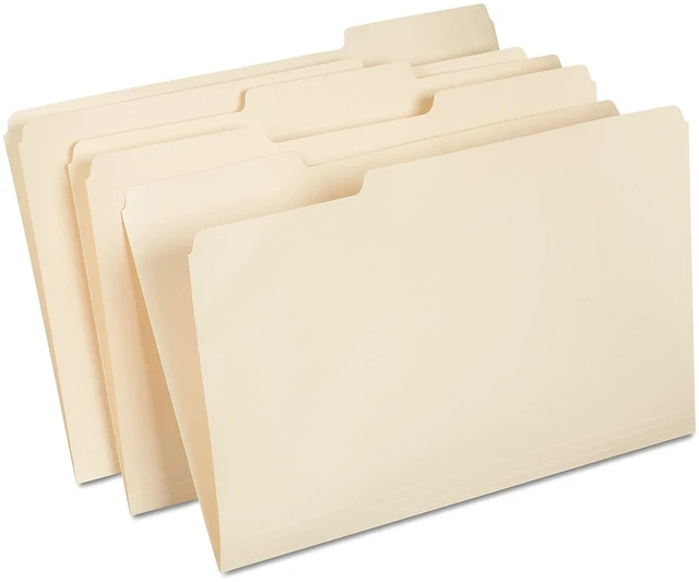 Main image of File Folders, Legal Size, 1/3-Cut Tabs, Manila, 200/Carton Durable paper stock for everyday legal-size document organization