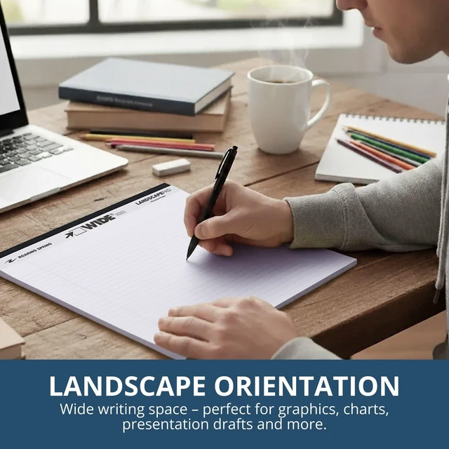 Alt view image 2 of 6 - Wide Landscape Legal Pad, White, 12 Pads, 11" x 9.5", College-Ruled with Margin, 20 lb Recycled Paper, 40 Perforated Sheets, Made in USA 0070972745209