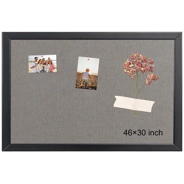 Main image of Bulletin Board 46x30 Inch, Large Cork Board with Grey Fabric and Pine Wood Frame, Cork Boards for Walls, Wall Mounted Fabric Notice Board for Home Office School, Vision Board and Message Organizer
