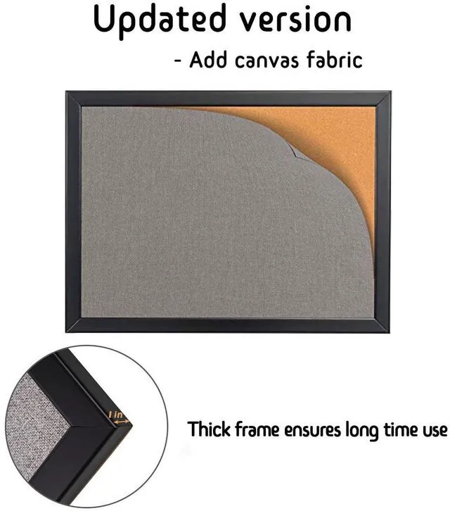 Alt view image 3 of 7 - Bulletin Board 46x30 Inch, Large Cork Board with Grey Fabric and Pine Wood Frame, Cork Boards for Walls, Wall Mounted Fabric Notice Board for Home Office School, Vision Board and Message Organizer