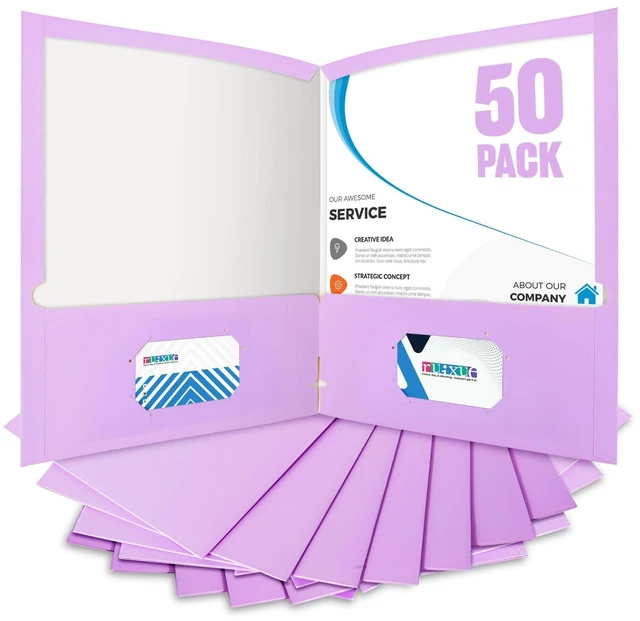 Main image of ® 50 Packs File Folders,File Folder with Pockets Fit Letter Size Paper,File Folders Letter Size,Durable Paper Folders for School, Office, Business. (50, Light Purple)