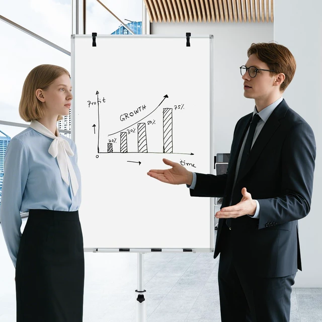 Alt view image 6 of 7 - 40 x 26 Rolling Whiteboard, Magnetic Dry Erase Board on Wheels Height Adjustable Mobile White Board with Stand, Paper Clips, Storage Tray, Paper Pad, Magnets, Markers, for Office School