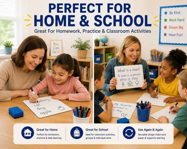 Alt view image 4 of 6 - 36 Pack Small White Board, Double Sided Lined Dry Erase Boards with Lines 9x12 Mini Whiteboard with 36 Markers, 36 Erasers for Handwriting Practice, Teacher & Student Supplies, Classroom Must Have