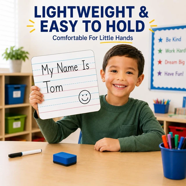 Alt view image 6 of 6 - 36 Pack Small White Board, Double Sided Lined Dry Erase Boards with Lines 9x12 Mini Whiteboard with 36 Markers, 36 Erasers for Handwriting Practice, Teacher & Student Supplies, Classroom Must Have