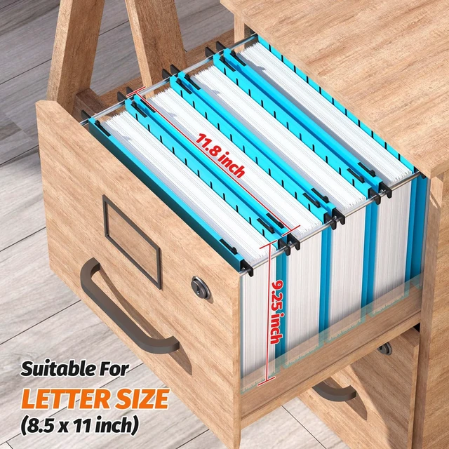 Alt view image 3 of 7 - Plastic Hanging File Folder, Letter Size, 12 Pack, Blue Extra Capacity Hanging Folders, Heavy Duty 2" Expansion, w/ 15 x Tabs, Filing Cabinet Folders for Bulk Files & Medical Charts