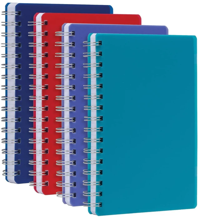 Main image of Poly Spiral Notebooks, Small 5.7" x 8.5" Book, Thick Poly Cover, White Paper, College Rule, 80 Sheets/160 Pages, Jewel Tones, 4 Pack (69720)