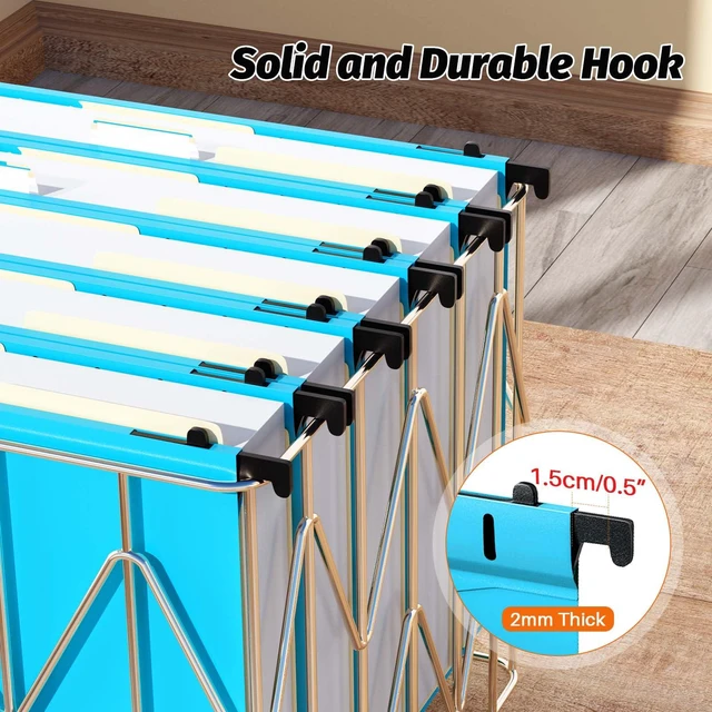 Alt view image 5 of 7 - Plastic Hanging File Folder, Letter Size, 12 Pack, Blue Extra Capacity Hanging Folders, Heavy Duty 2" Expansion, w/ 15 x Tabs, Filing Cabinet Folders for Bulk Files & Medical Charts