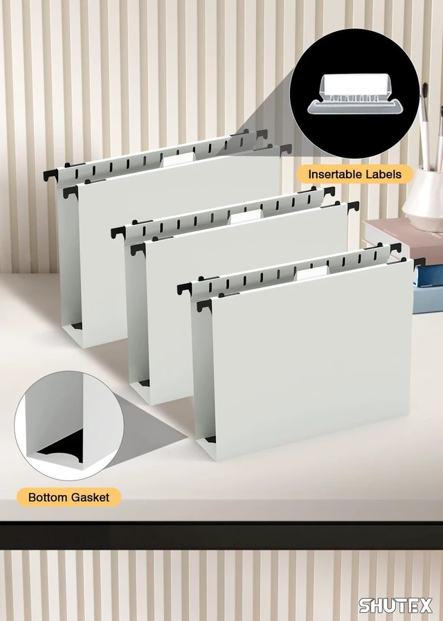 Alt view image 5 of 7 - Plastic Hanging File Folder, 12 Pack, Letter Size, Glacier Gray Extra Capacity,12 Pack Reinforced Hang Folders,Heavy Duty 2 Inch Expansion,Filing Cabinet Folder for Bulk Files/Medical Chart