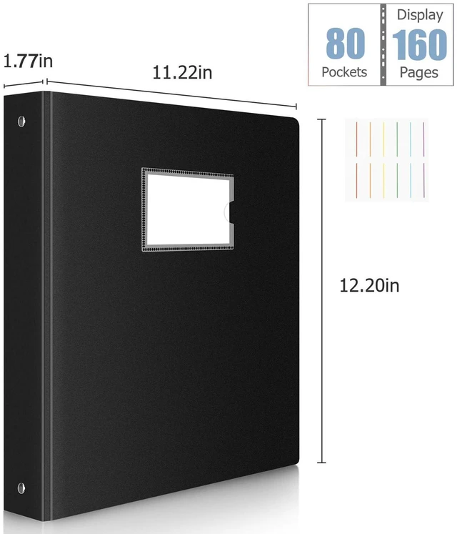 Alt view image 2 of 6 - 80-Pocket Binder with Plastic Sleeves for Letter/A4 Size Document Binder Organizer for Papers, Certificates and Artwork, Colorful PP Divider Pages for Presentation (2 Pack)