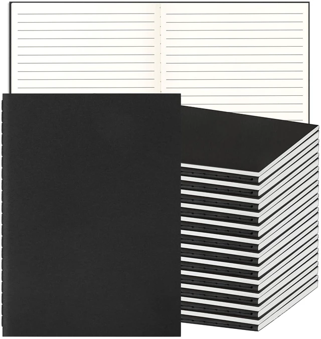 Main image of 24 Pack A5 Black Cover College Ruled Notebooks Bulk, Journaling Notebooks A5 Lined College Ruled Notebook, 8.3x5.5 Inches 60 Pages Travel Journal Notebooks Set for Work, School, Writing: Amazon.com