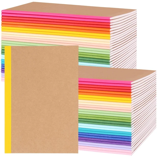 Main image of 60 Pack A5 Kraft Notebooks, Composition Notebooks Lined Journal Bulk, 15 Colors with Rainbow Spines, 60 Pages for Kids Women Girls, School Office Supplies