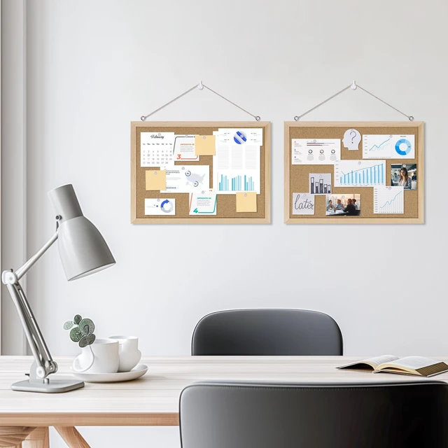 Alt view image 6 of 6 - Cork Boards for Office with Pin Oak Wood Board 2 Pack,11X15 Cork Board Bulletin Board Hanging Corkboards for Office Home School Message Board or Vision Board Decoration