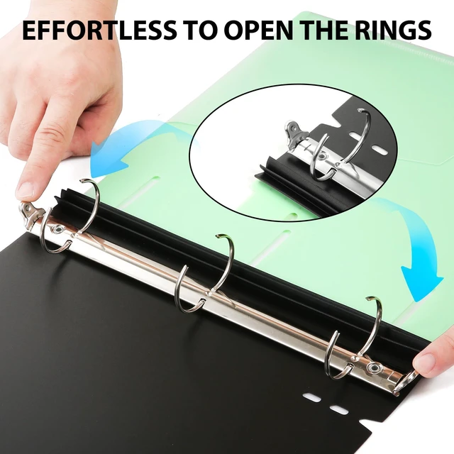 Alt view image 4 of 7 - 1.5 Inch Telescoping 3 Ring Binder 6 Pack Customizable Front Cover / Clear Catalog Pocket / Holds 370 Sheets / Pastel Colors / School Office Supplies