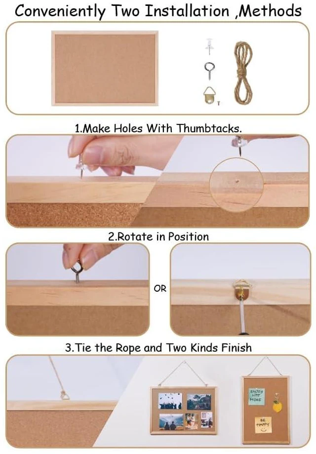 Alt view image 2 of 6 - Cork Boards for Office with Pin Oak Wood Board 2 Pack,11X15 Cork Board Bulletin Board Hanging Corkboards for Office Home School Message Board or Vision Board Decoration