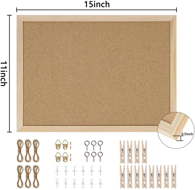 Alt view image 3 of 6 - Cork Boards for Office with Pin Oak Wood Board 2 Pack,11X15 Cork Board Bulletin Board Hanging Corkboards for Office Home School Message Board or Vision Board Decoration