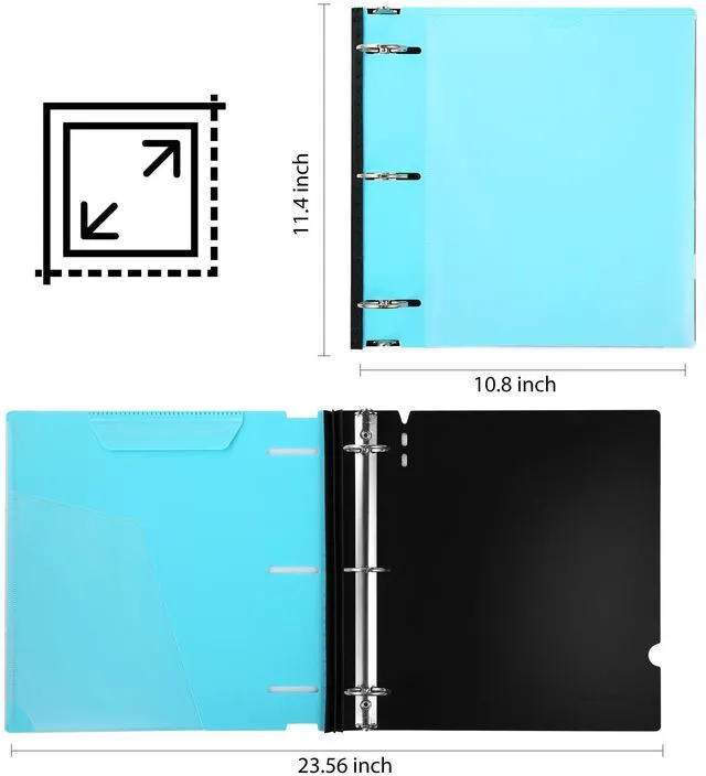 Alt view image 7 of 7 - 1.5 Inch Telescoping 3 Ring Binder 6 Pack Customizable Front Cover / Clear Catalog Pocket / Holds 370 Sheets / Pastel Colors / School Office Supplies