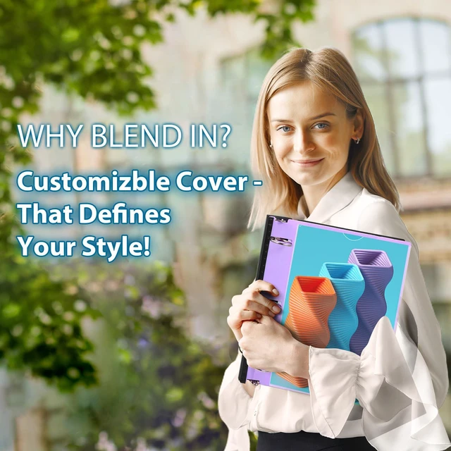 Alt view image 6 of 7 - 1.5 Inch Telescoping 3 Ring Binder 6 Pack Customizable Front Cover / Clear Catalog Pocket / Holds 370 Sheets / Pastel Colors / School Office Supplies