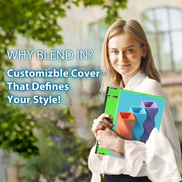Alt view image 3 of 7 - 1.5 Inch Telescoping 3 Ring Binder 6 Pack, Expandable Flexible Binder with Customizable Front Cover & Clear Catalog Pocket, Holds 370 Sheets, Assorted Colors, School Office Supplies