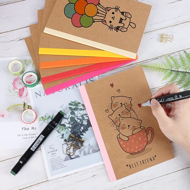 Alt view image 5 of 7 - 60 Pack A5 Kraft Notebooks, Composition Notebooks Lined Journal Bulk, 15 Colors with Rainbow Spines, 60 Pages for Kids Women Girls, School Office Supplies