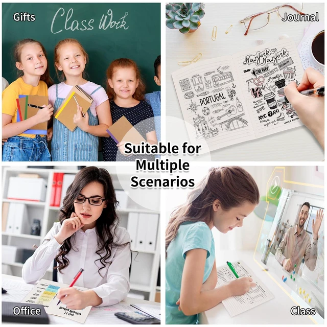 Alt view image 6 of 7 - 60 Pack A5 Kraft Notebooks, Composition Notebooks Lined Journal Bulk, 15 Colors with Rainbow Spines, 60 Pages for Kids Women Girls, School Office Supplies