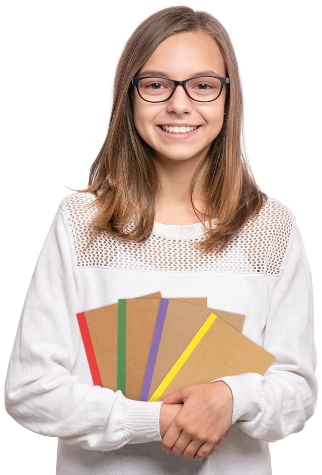 Alt view image 7 of 7 - 60 Pack A5 Kraft Notebooks, Composition Notebooks Lined Journal Bulk, 15 Colors with Rainbow Spines, 60 Pages for Kids Women Girls, School Office Supplies