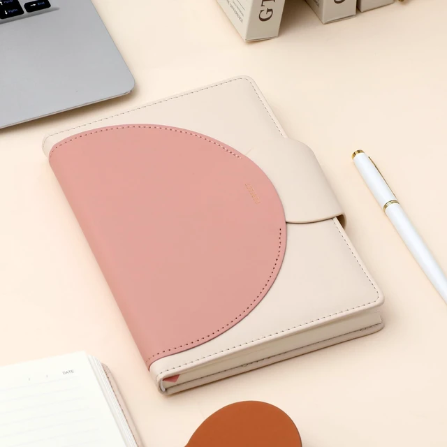 Alt view image 2 of 7 - Journal for Women Leather Journaling Notebooks Hardcover Diary Pink Buckle Closure, A5 Journals for Writing, 100 GSM Lined Journal for Business Work School, Note Taking, 5.9" x8.5"