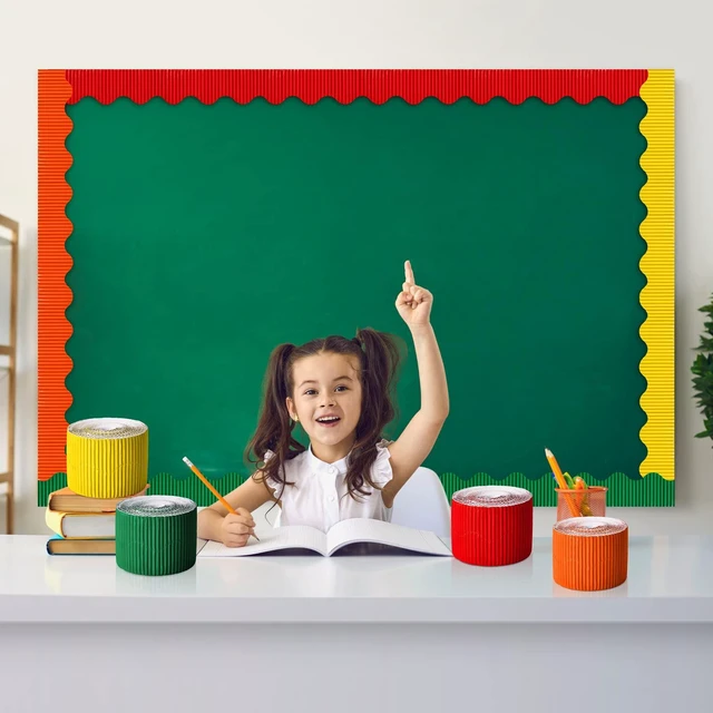 Alt view image 7 of 7 - 24 Rolls 1200 ft Scalloped Bulletin Board Borders,24 Colors Decorative Classroom Bulletin Board Trim, Poster Decor for Back to School, Teacher, Students, White Cork Wall Locker
