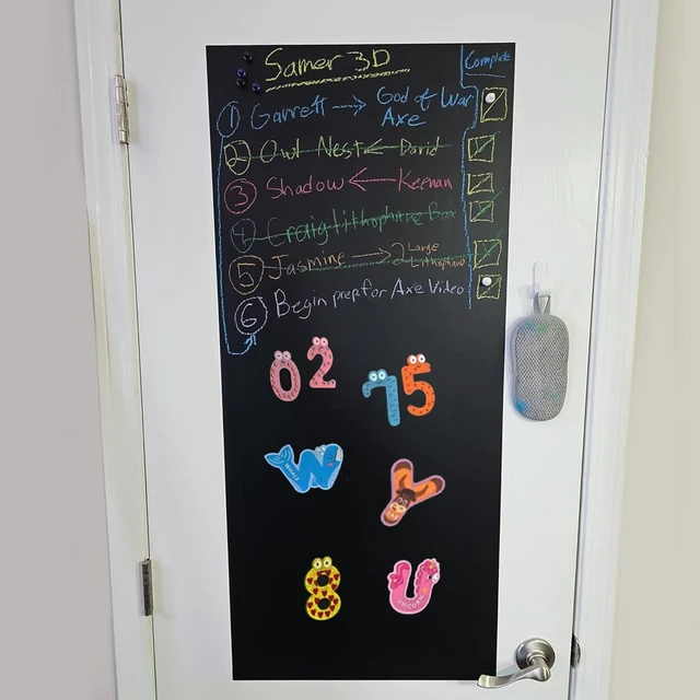 Alt view image 2 of 6 - 2-Pack, 40" x 18" Magnetic Chalkboard for Wall Self Adhesive Blackboard Sheet Peel and Stick Sticker Roll Ideal for School Home