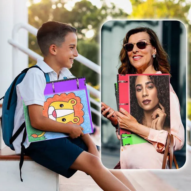 Alt view image 6 of 7 - 1.5 Inch Telescoping 3 Ring Binder 6 Pack, Expandable Flexible Binder with Customizable Front Cover & Clear Catalog Pocket, Holds 370 Sheets, Assorted Colors, School Office Supplies