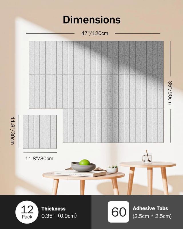 Alt view image 3 of 7 - Large Cork Board, 48"X36" Bulletin Board Pin Boards for Wall Grey 12 Pack Felt Cork Boards for Office Home Decor, Classroom With 60 Safe Removable Adhesive Tabs