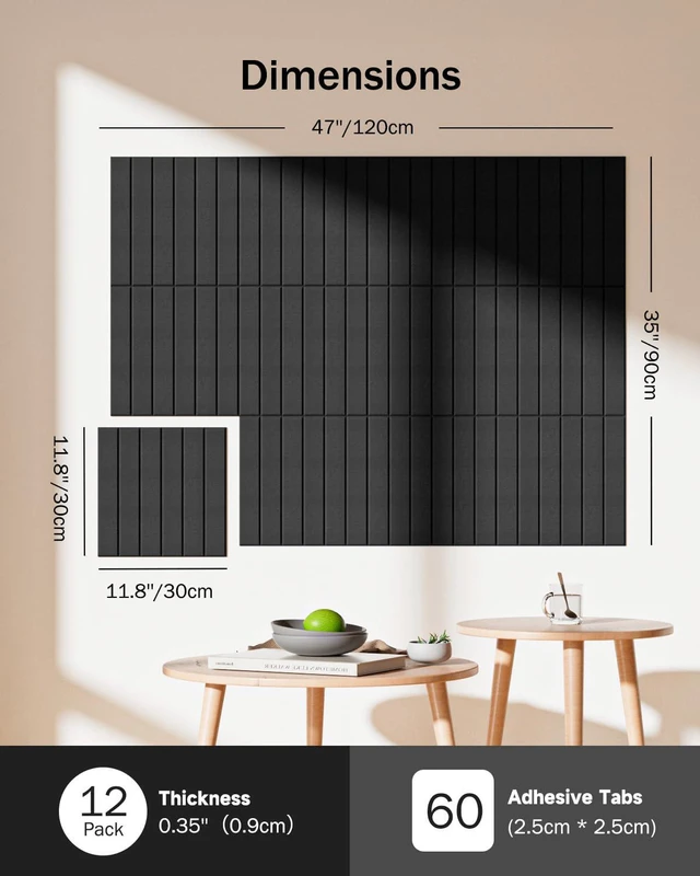 Alt view image 3 of 7 - Large Cork Board, 48"X36" Bulletin Board Pin Boards for Wall Black 12 Pack Felt Cork Boards for Office Home Decor, Classroom With 60 Safe Removable Adhesive Tabs