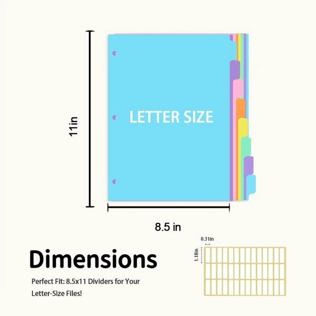 Alt view image 2 of 7 - 8-tabs 6 Set Binder Dividers with Tabs,Plastic Index with Label,Colorful Dividers for 3 Ring Binder (48)