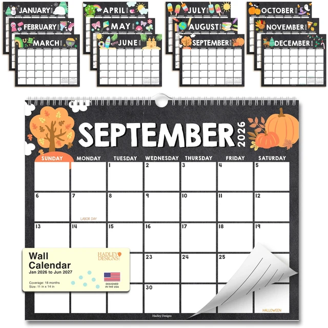Main image of 2026 Calendar Wall - 2026 Wall Calendar Large for School, Home & Office 18-Month Hanging Calendars, Academic Monthly Calendar from January 2026 to June 2027, Back to School Teacher Gifts