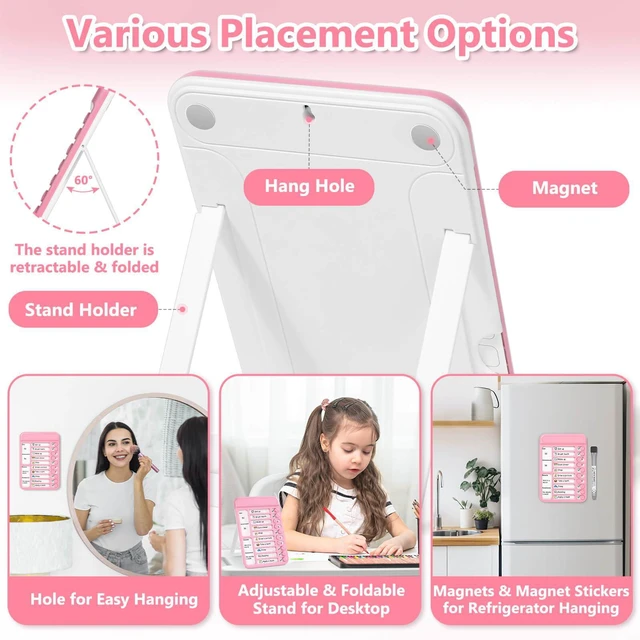 Alt view image 2 of 7 - 2Pcs Dry Erase Chore Chart for Kids, Magnetic Checklist Board, My Chores Slider Chart to Do List Board, Routine Reward Chart Schedule Board Task Tracker for Home Refrigerator, Wall, Desk (Pink)
