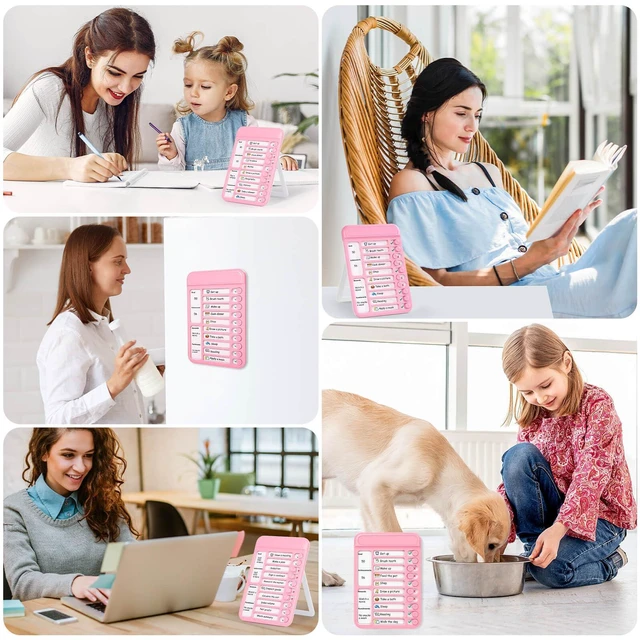 Alt view image 5 of 7 - 2Pcs Dry Erase Chore Chart for Kids, Magnetic Checklist Board, My Chores Slider Chart to Do List Board, Routine Reward Chart Schedule Board Task Tracker for Home Refrigerator, Wall, Desk (Pink)