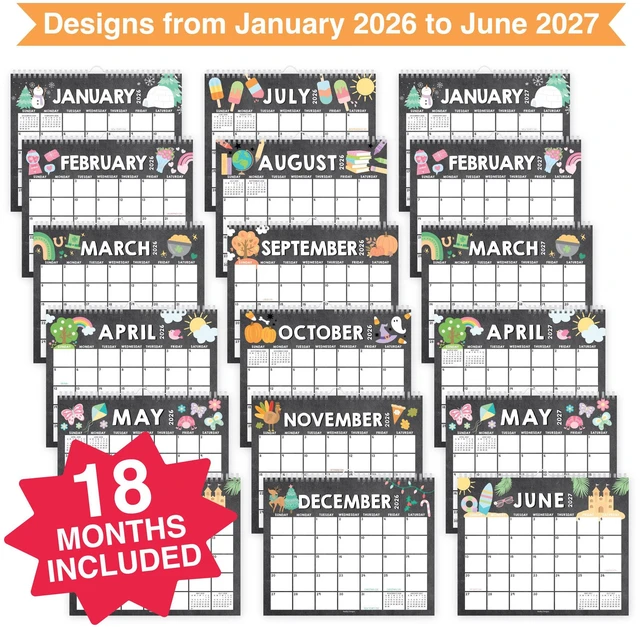 Alt view image 4 of 7 - 2026 Calendar Wall - 2026 Wall Calendar Large for School, Home & Office 18-Month Hanging Calendars, Academic Monthly Calendar from January 2026 to June 2027, Back to School Teacher Gifts