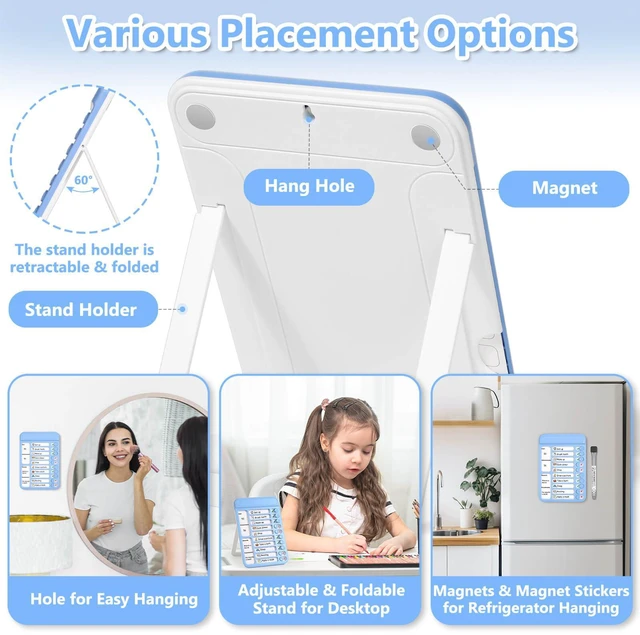 Alt view image 3 of 7 - 2Pcs Dry Erase Chore Chart for Kids, Magnetic Checklist Board, My Chores Slider Chart to Do List Board, Routine Reward Chart Schedule Board Task Tracker for Home Refrigerator, Wall, Desk (Blue)