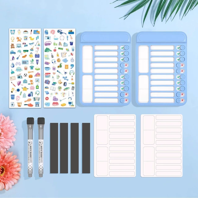 Alt view image 7 of 7 - 2Pcs Dry Erase Chore Chart for Kids, Magnetic Checklist Board, My Chores Slider Chart to Do List Board, Routine Reward Chart Schedule Board Task Tracker for Home Refrigerator, Wall, Desk (Blue)