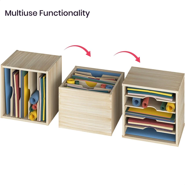 Alt view image 5 of 7 - 5-Tier File Organizer for Desk, Mail Sorter, Office Desk Organization, Paper Storage Organizers, Folder holder for desk, Letter Trays & Stacking Supports, Brushed Wood