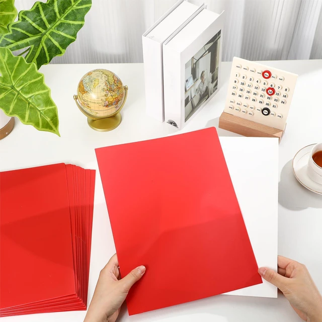 Alt view image 4 of 7 - 50 Pcs Plastic Folders with 2 Pockets Letter Size Folder,Red Heavy Duty Folders with Business Card Holder for School Classroom Teacher Office Supplies File Documents Filing Organizing
