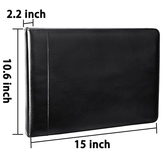 Alt view image 2 of 7 - Zippered 7 Ring Business Checkbook Binder Portfolio for 3-on-a-Page Business Checks, 600 Checks Capacity, PU Leather Check Book Binder Cover for 9x13 Sheets, Built-in Storage Organizer, Black