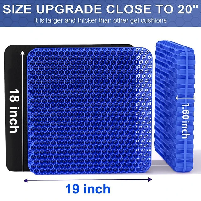Alt view image 2 of 7 - Gel Seat Cushion for Long Sitting, Super Large Gel Cushion Chair Pads with Non-Slip Cover for Home Office Car Seat Wheelchair, Soft Breathable Honeycomb Pressure Relief Cushion for Tailbone & Hip Pain