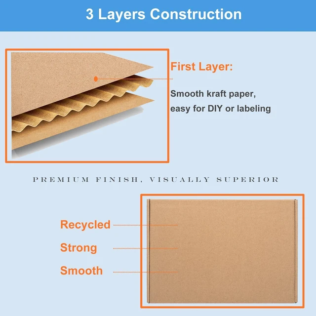 Alt view image 3 of 6 - Brown Shipping Boxes 13x11x3" 25 Pack Corrugated Cardboard Mailers Kraft Medium Literature Mailer Packaging Supplies, Mailing Boxes for Small Business