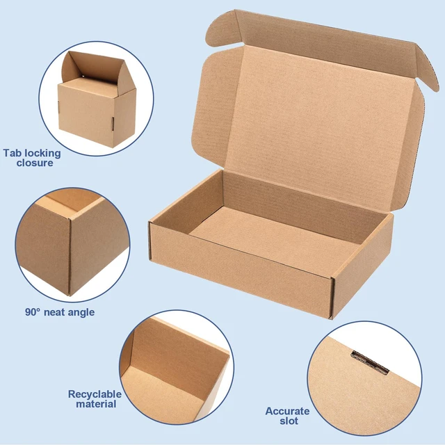 Alt view image 4 of 6 - Shipping Boxes 12x9x2" 30 Pack Brown Corrugated Cardboard Mailer Kraft Medium Literature Mailer Packaging Supplies, Mailing Boxes for Small Business